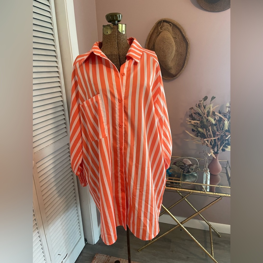 Orange button down